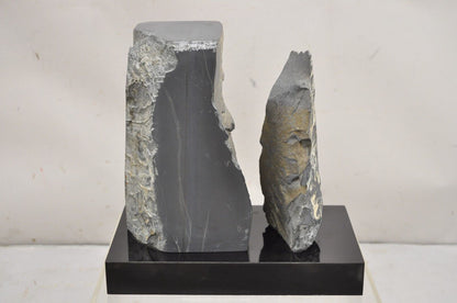 Naomi Feinberg "Fractured Planet" Gray Stone Abstract Modern Sculpture