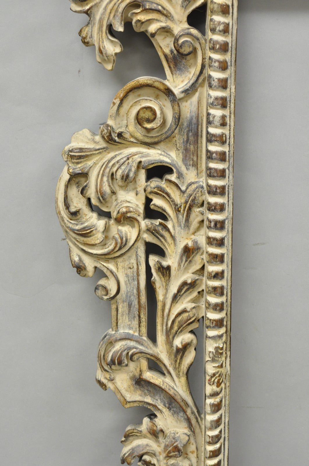 Large 78" Italian Baroque Rococo White Distress Painted Mirror Art Picture Frame