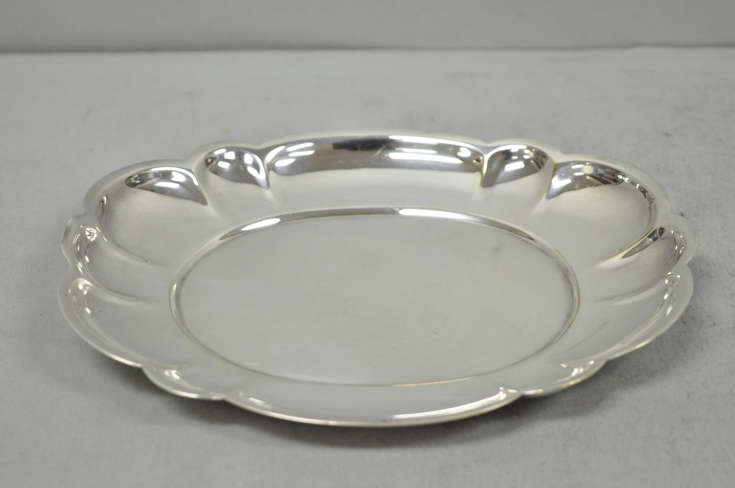 Antique Gorham YC 644 Engraved Silver Plated Small Scalloped Serving Dish