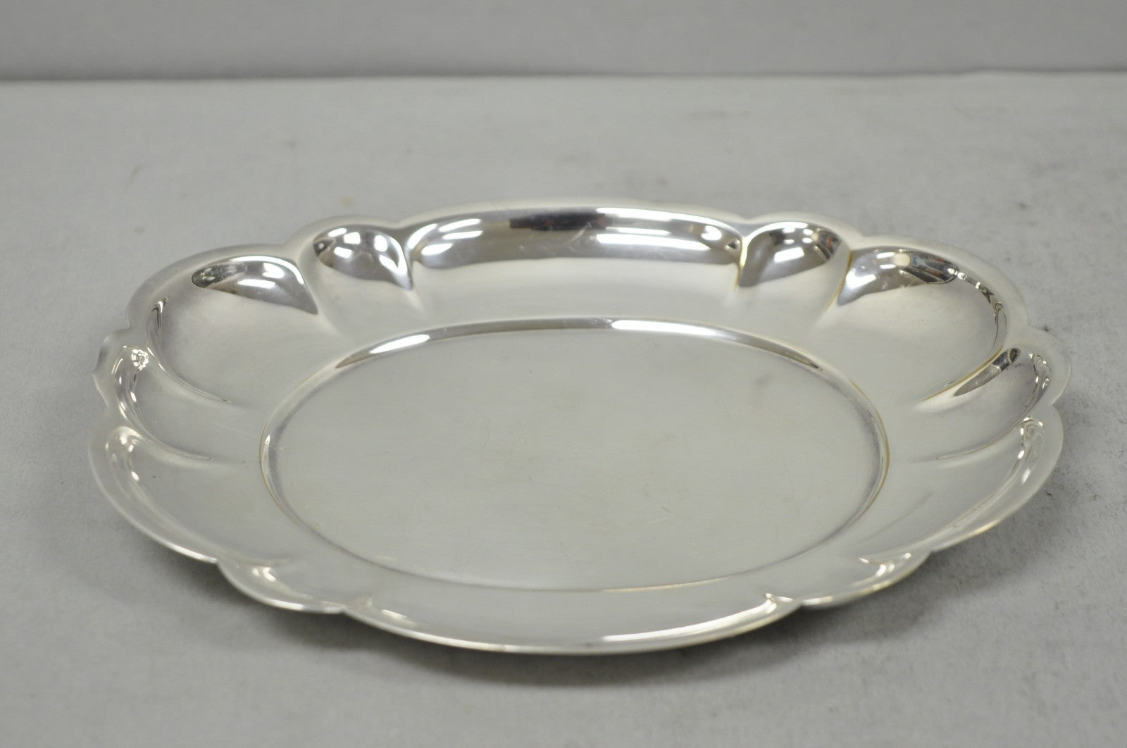 Antique Gorham YC 644 Engraved Silver Plated Small Scalloped Serving Dish