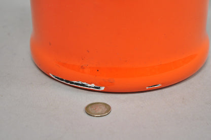 Vintage Enamel Orange & Black Metal Double Boiler Nesting Pot w/ Lid