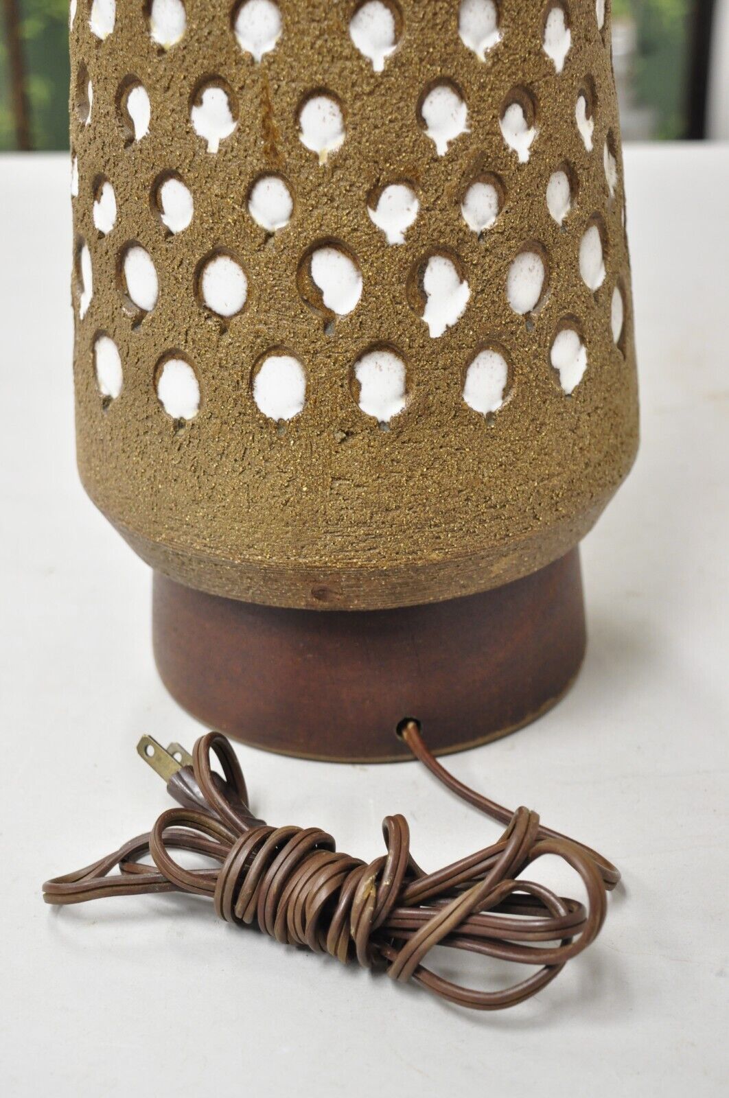 Vintage Aldo Londi for Bitossi Italy Mid Century Modern Brown Pottery Table Lamp