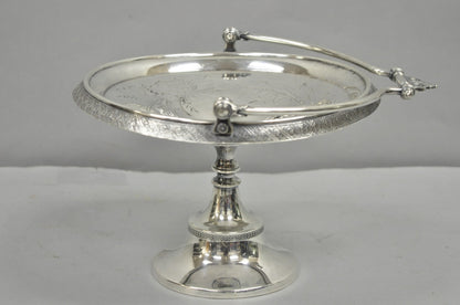 Antique Reed & Barton Victorian Silver Plated Pedestal Brides Basket w/ Handle