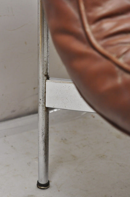 "New York" Brown Leather Lounge Chair by Katavolos Littell Kelley for Laverne