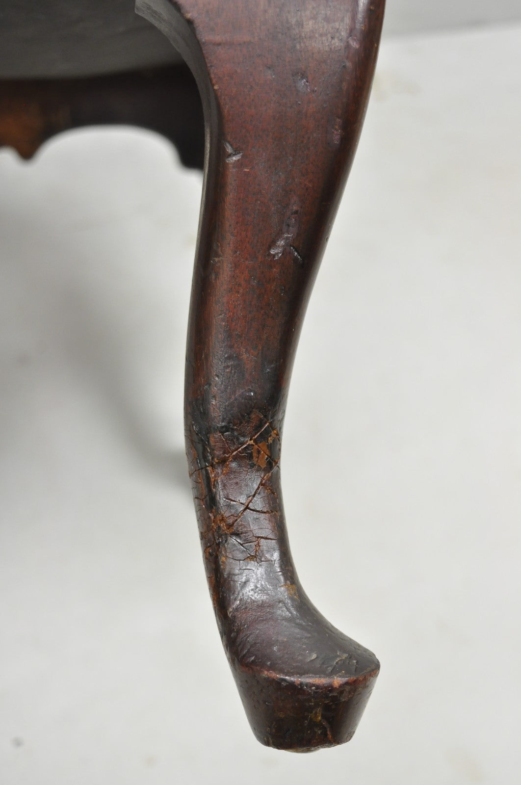 Antique English Georgian Style Carved Mahogany Red Library Lounge Arm Chair