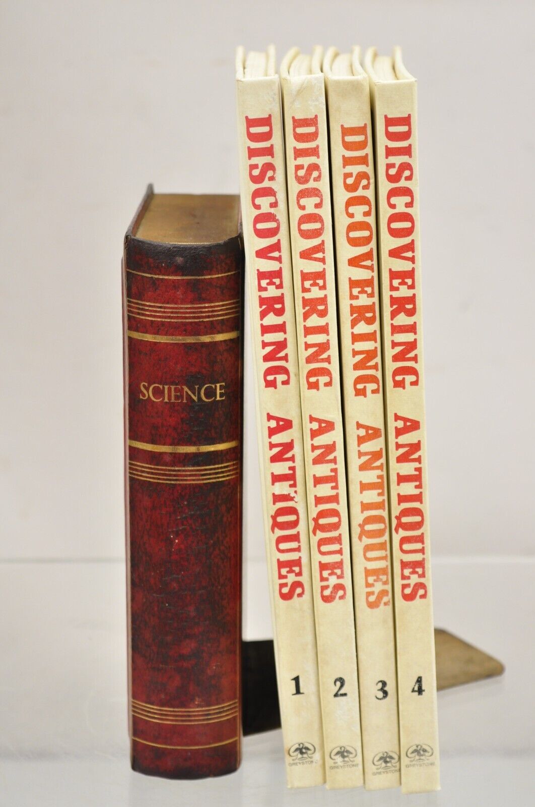 Vintage Italian Regency Red Leather Bound "Science" Faux Book Bookend