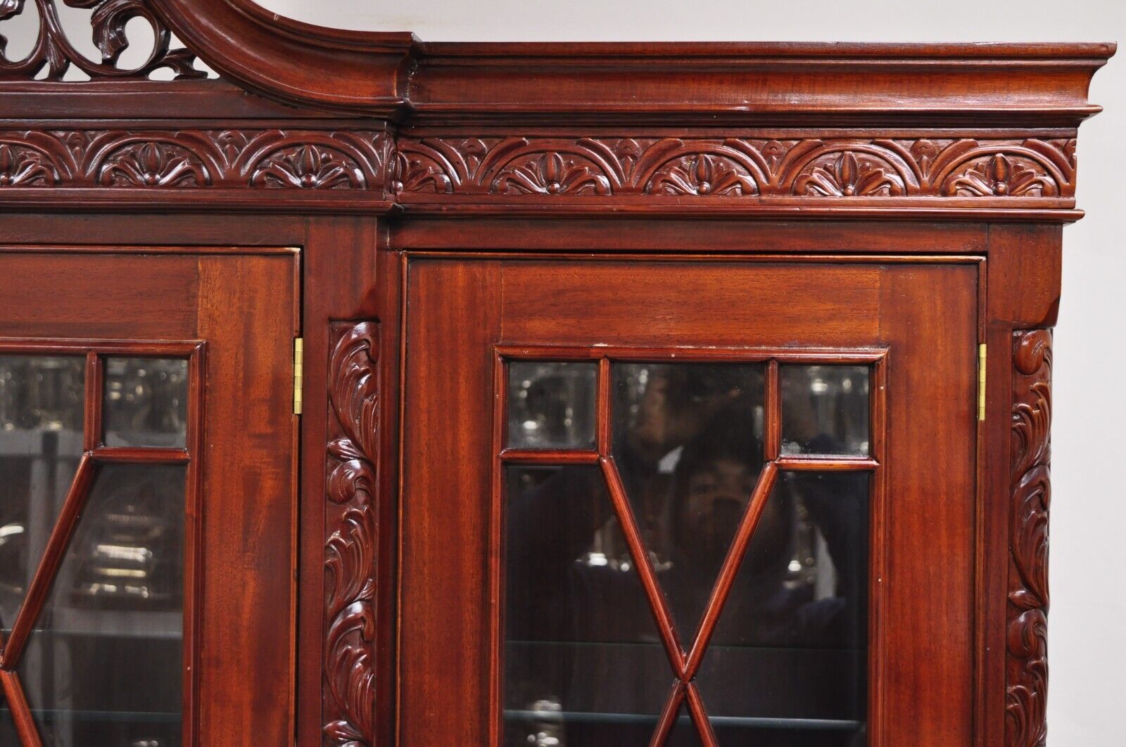 Chippendale Mahogany Ball & Claw Breakfront China Cabinet by Baker of London