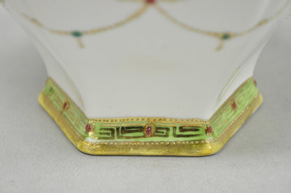 Antique Nippon Noritake Hand Painted Porcelain Gold Gilt Draped Biscuit Jar