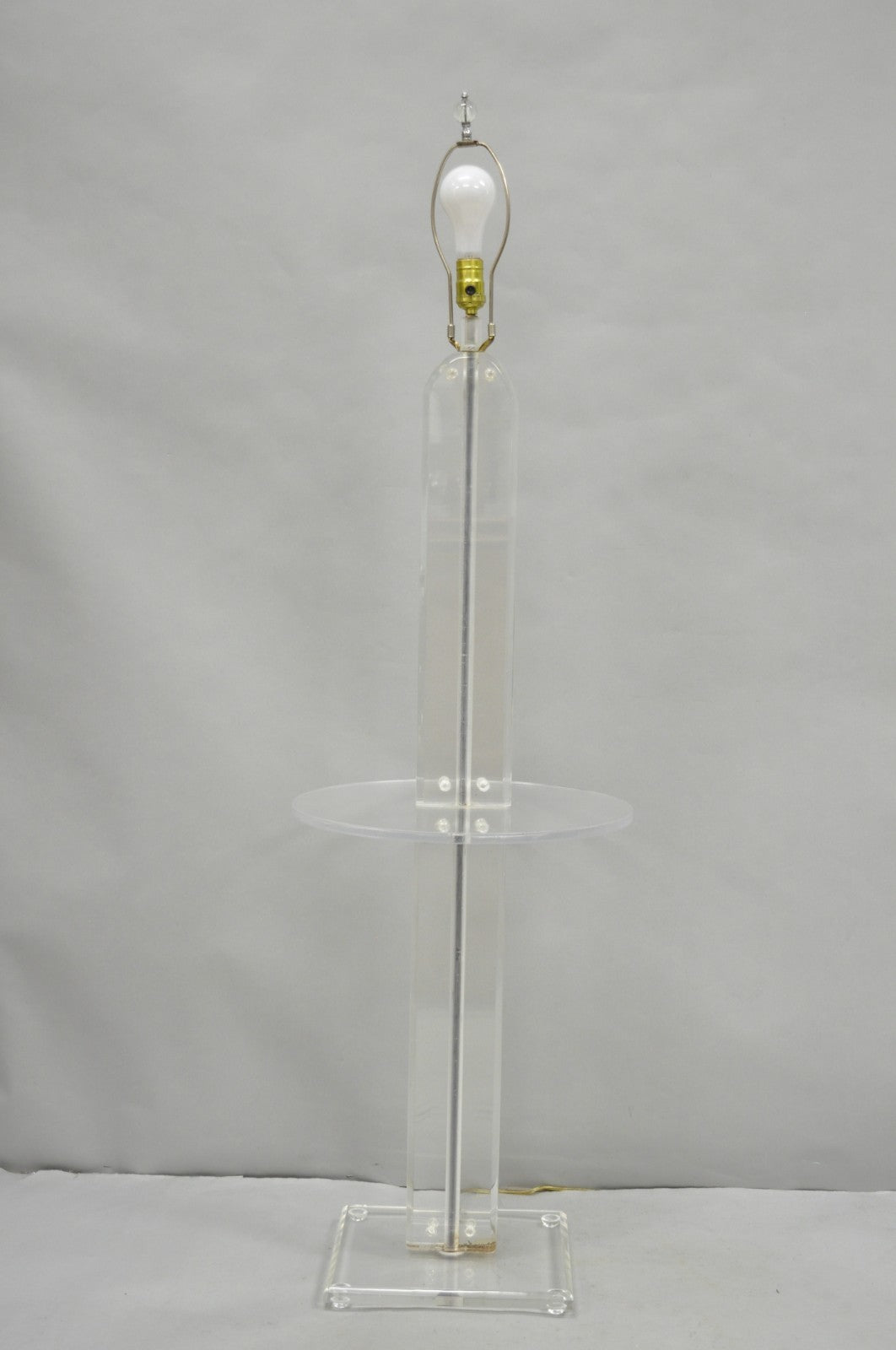 Vintage Mid Century Modern Lucite Acrylic Skyscraper Side Table Floor Lamp