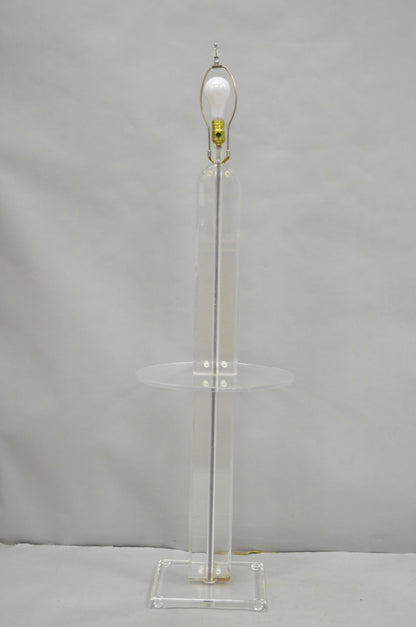 Vintage Mid Century Modern Lucite Acrylic Skyscraper Side Table Floor Lamp