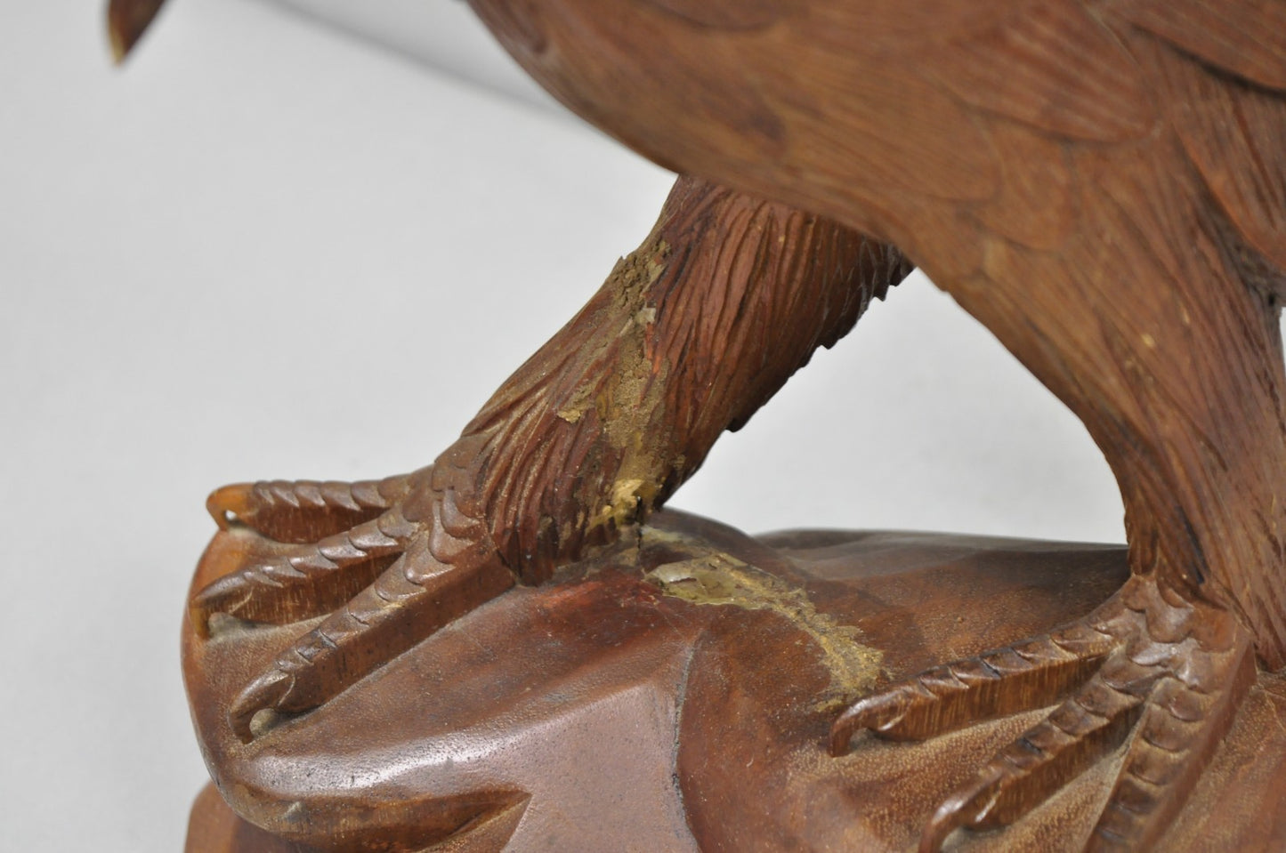 Vintage Black Forest 24" Hand Carved Wood Bald Eagle Figure Statue Sculpture