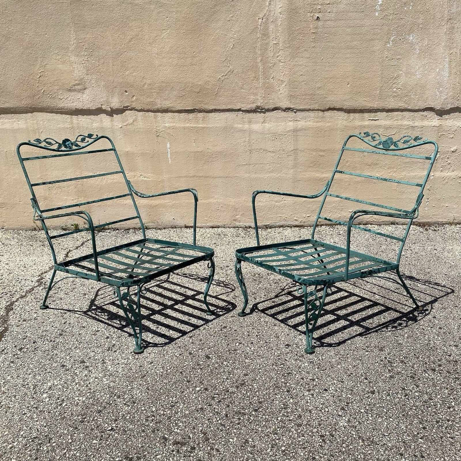 Vintage Woodard Wrought Iron Patio 3 Seat Sofa and Pair Lounge Chairs - 3 Pcs