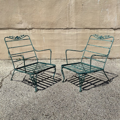 Vintage Woodard Wrought Iron Patio 3 Seat Sofa and Pair Lounge Chairs - 3 Pcs