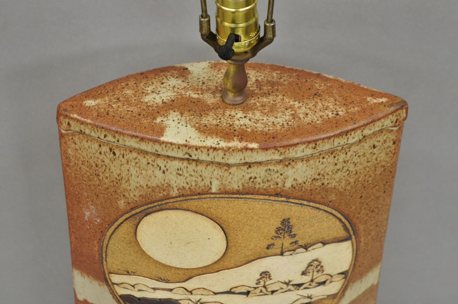 Vintage Rick Schlag Studio Orange Terracotta Pottery Southwestern Table Lamp