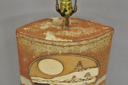 Vintage Rick Schlag Studio Orange Terracotta Pottery Southwestern Table Lamp