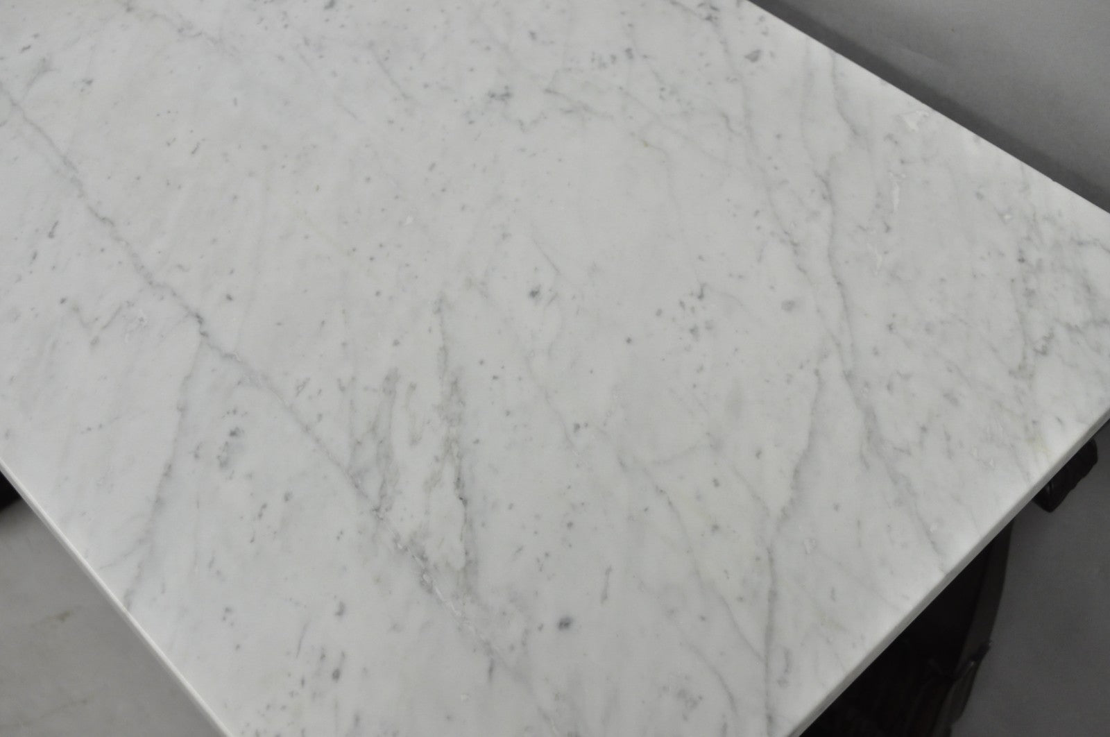 Antique French Empire Mahogany White Marble Top Console Hall Table w/ Drawer