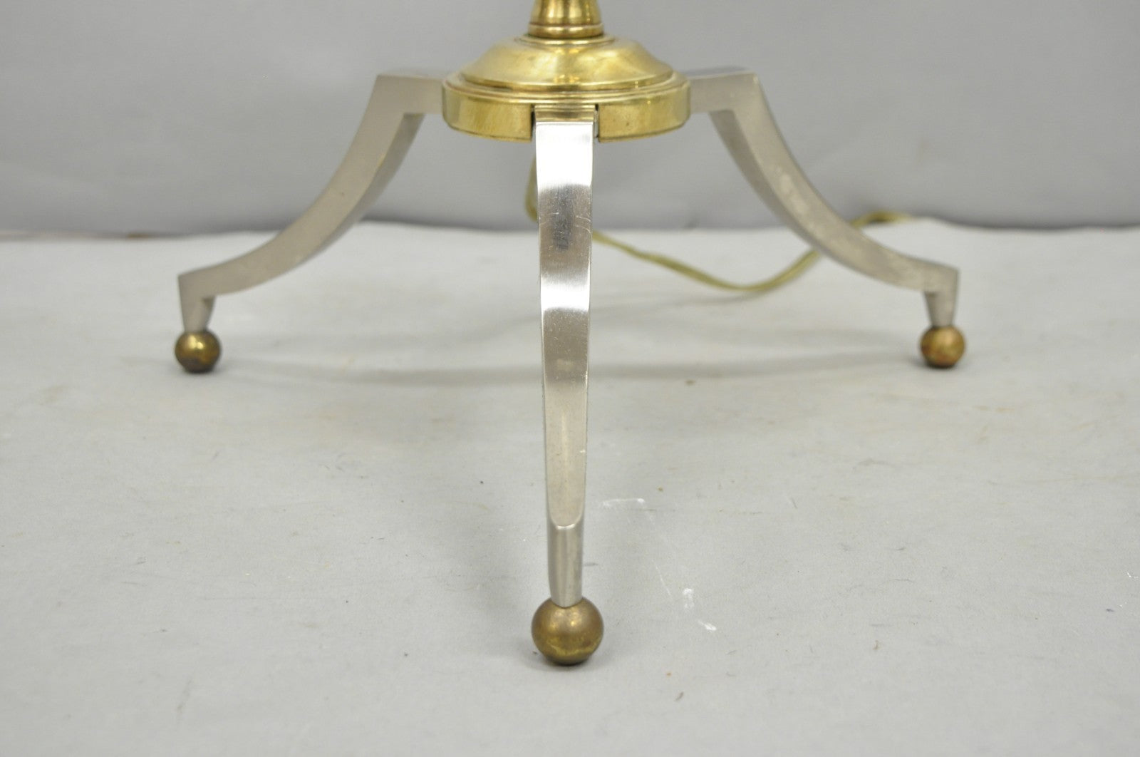 Vintage Maison Jansen Style Neoclassical Steel and Brass Adjustable Floor Lamp