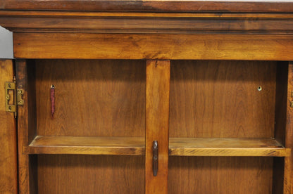 Vintage American Colonial Style Cherry Wood Wall Hanging Hutch Kitchen Cupboard