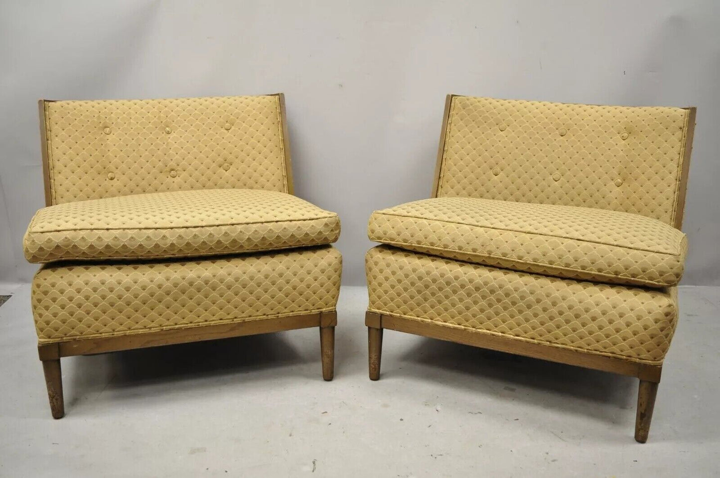 Mid Century Modern Paul McCobb Style Barrel Back Slipper Lounge Chairs - a Pair