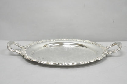 Vintage Oneida Silver Plated Round Twin Handle Serving Platter Bar Tray