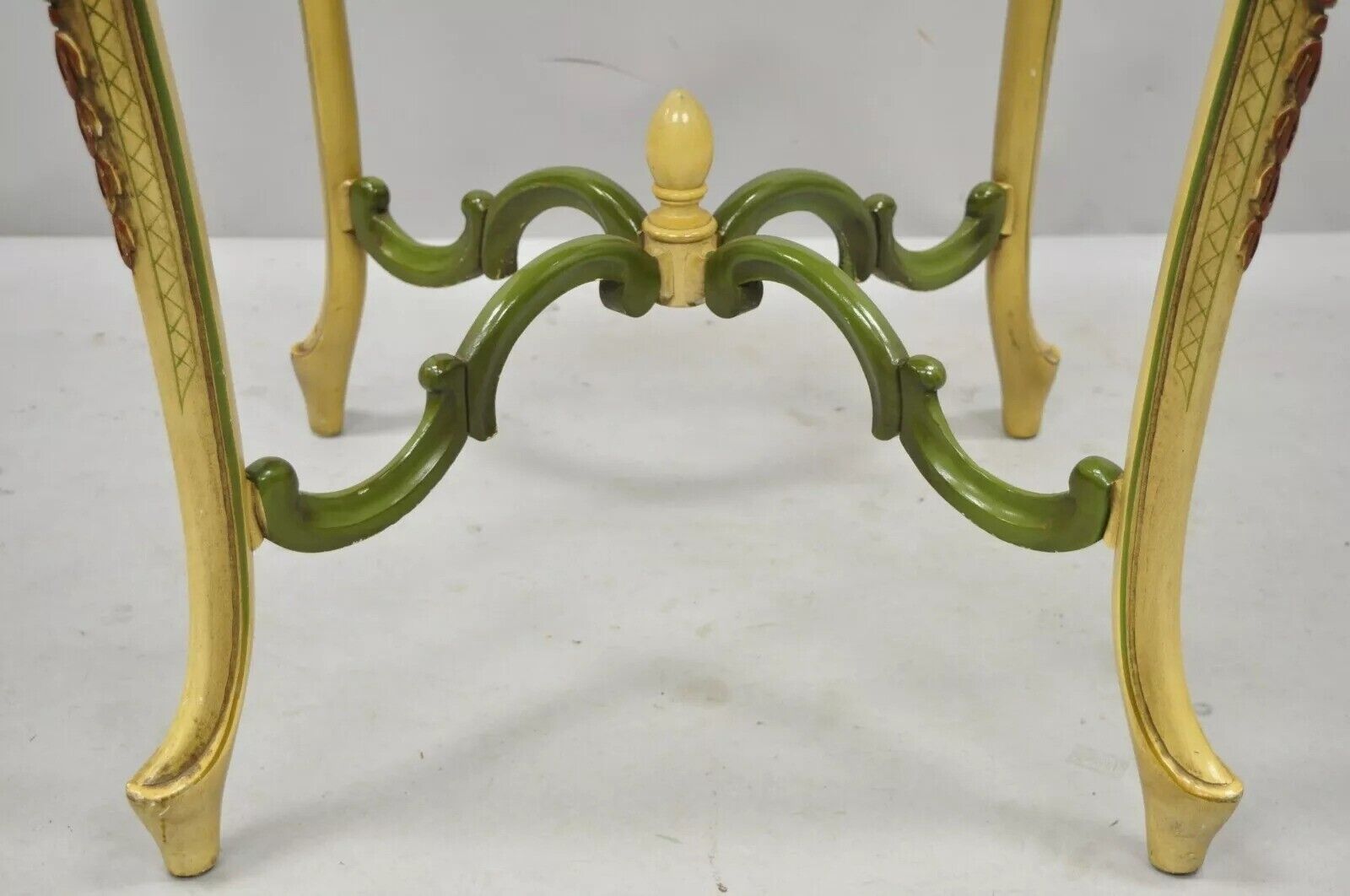 Vintage Italian Venetian French Louis XV Style Painted Marble Top Lamp Table