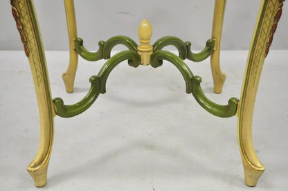 Vintage Italian Venetian French Louis XV Style Painted Marble Top Lamp Table