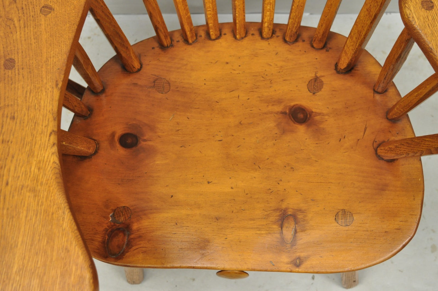 Vintage Hunt Country Furniture Pine Wood Writing Desk Windsor Chair w/ Drawer