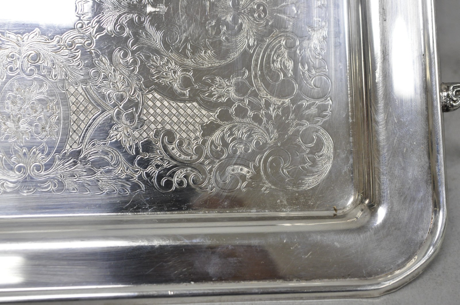 Vintage Leonard Silver Plated Small Twin Handle Serving Platter Bar Tray