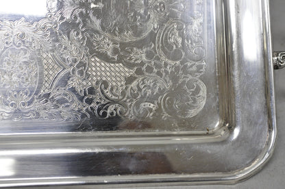 Vintage Leonard Silver Plated Small Twin Handle Serving Platter Bar Tray