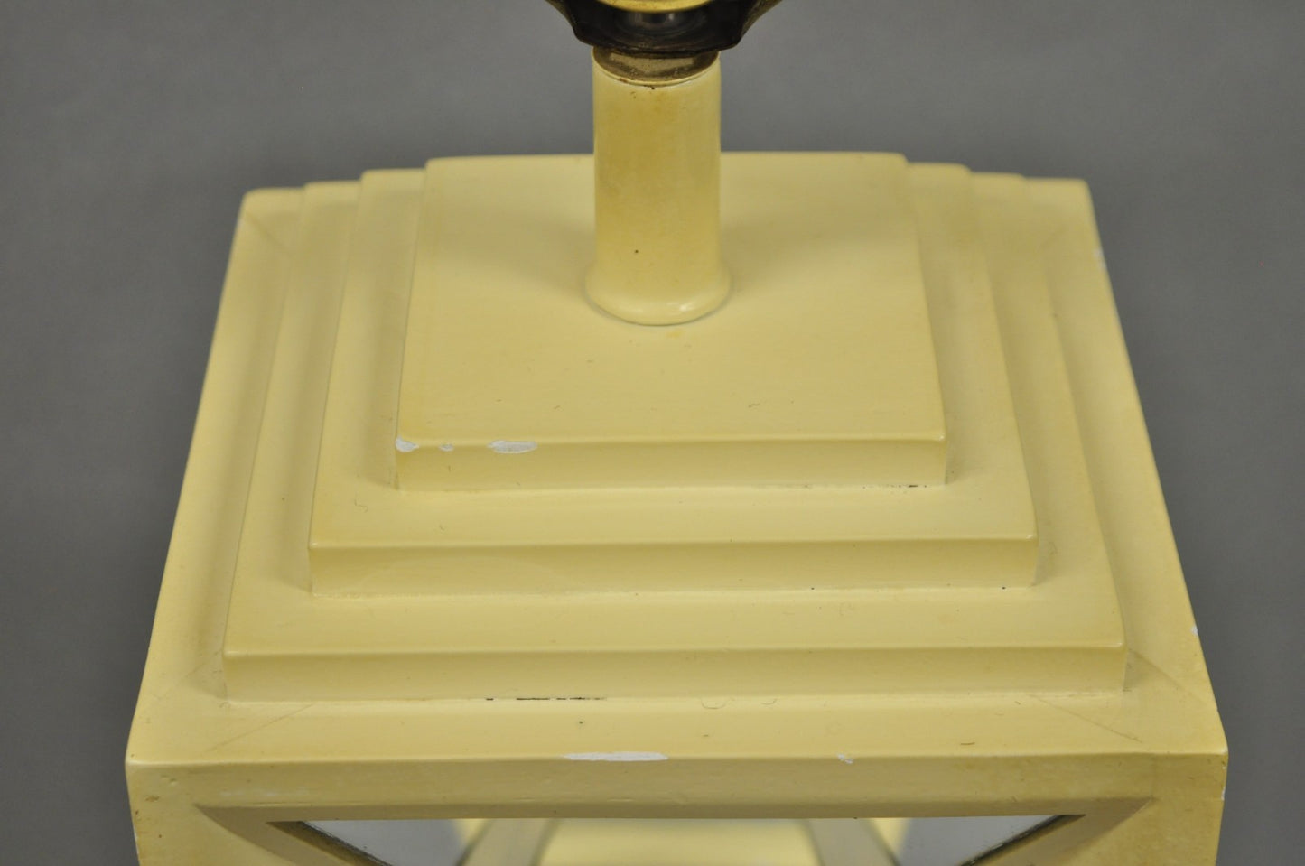 Vintage Blumberg Postmodern 1976 Mirrored Skyscraper Bone Lacquered Table Lamp
