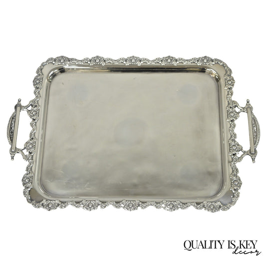 Antique Victorian Silver Plated Pierced Twin Handle Bar Serving Tray by Wilcox