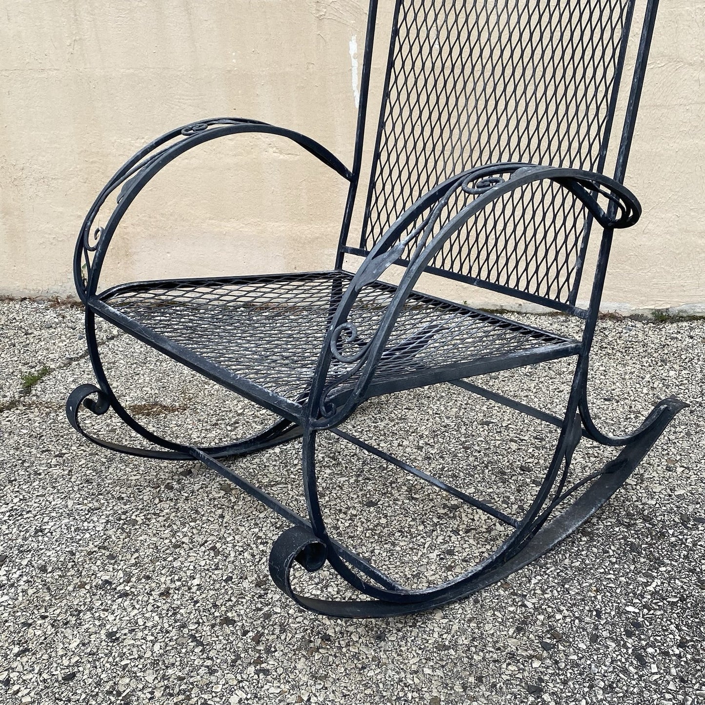 Vintage Salterini Art Nouveau Wrought Iron Garden Patio Sofa Chair Set - 4 Pcs