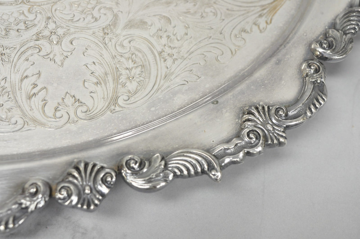 Vintage Sheffield Victorian Silver Plated Oval Platter Tray 25th Anniversary