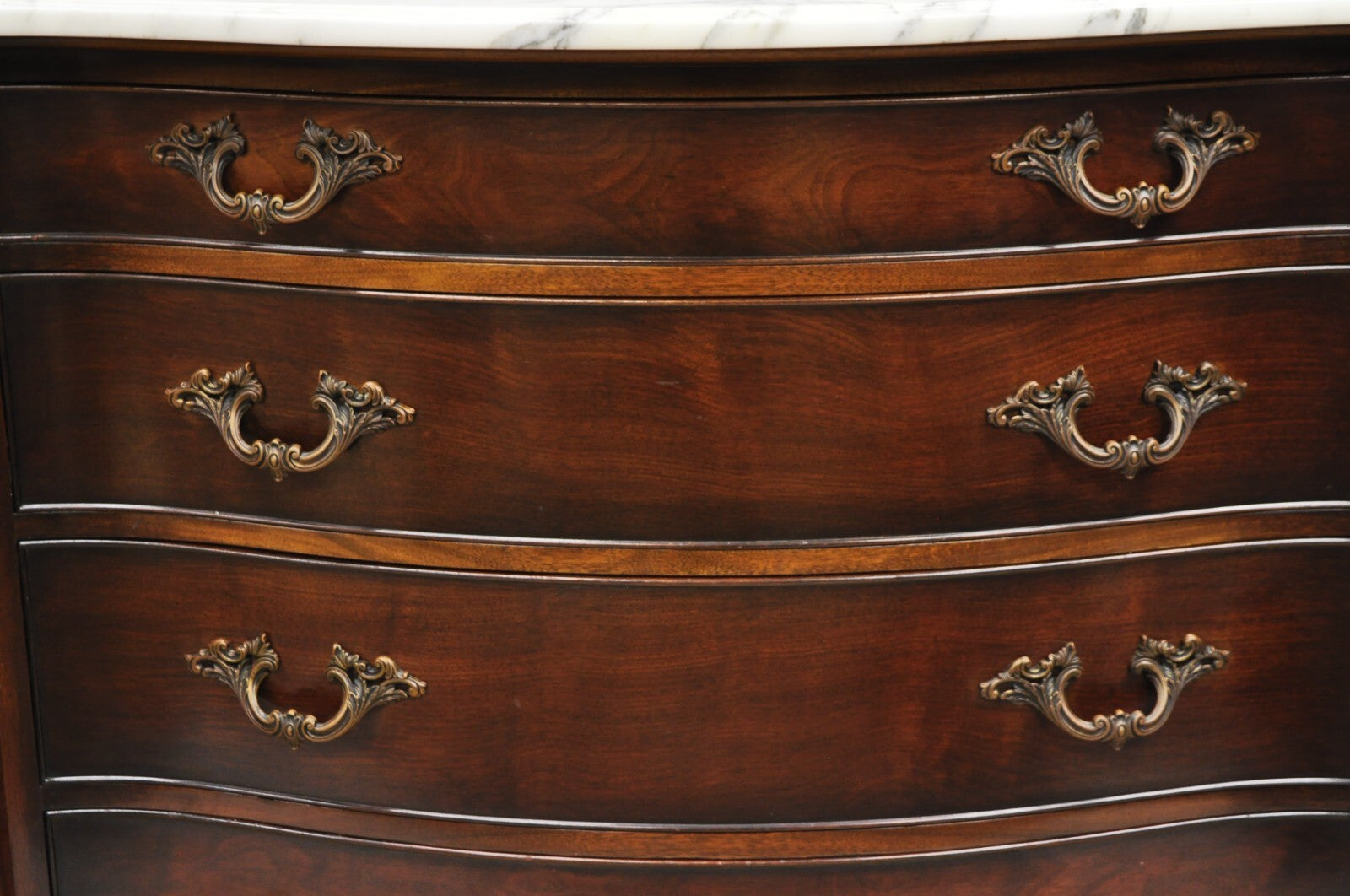 Vintage J. Zonan French Regency Mahogany Marble Top 12 Drawer Triple Dresser