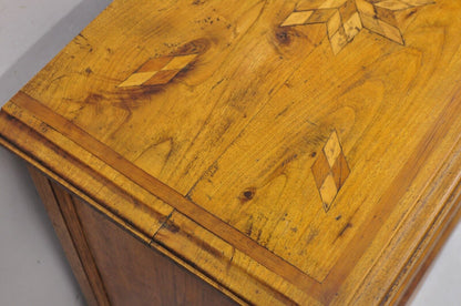 19th C American Primitive Arts & Crafts Marquetry Inlay Dresser Chest of Drawers