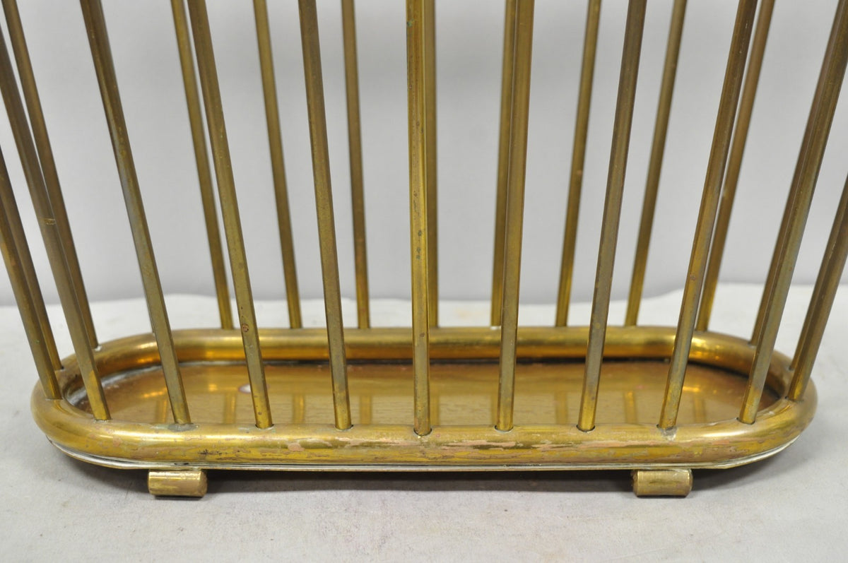 Vintage Gatco Mid Century Modern Solid Brass Spindle Modernist Magazine Rack
