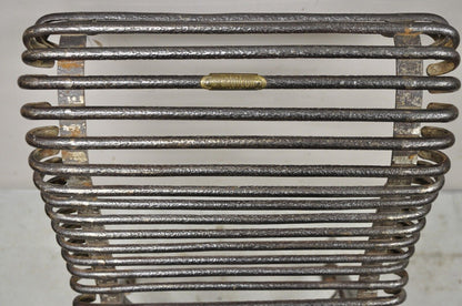 Antique French Wrought Cast Iron Spine Sauveur Arras Scrolling Garden Side Chair