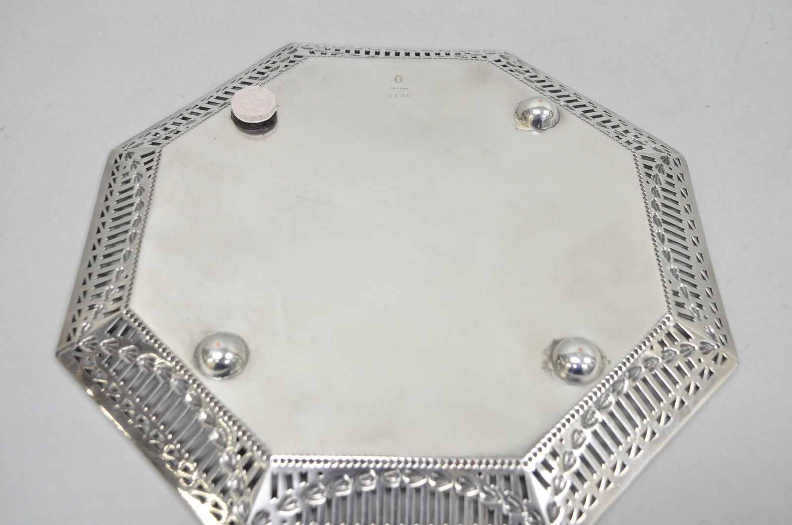 Antique Ellis Barker English Edwardian Silver Plated Octagonal Trinket Dish Tray