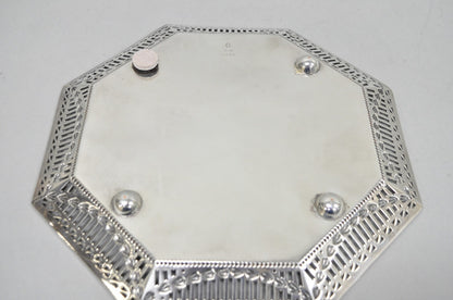 Antique Ellis Barker English Edwardian Silver Plated Octagonal Trinket Dish Tray