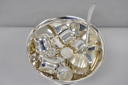 Vintage Sheridan Mid Century Modern Silver Plated Punch Bowl Set w/ 10 Cups