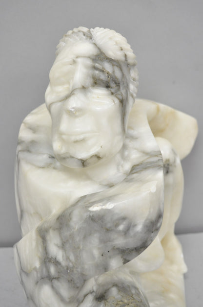 Vintage Seymour Shuren Modern Carved Alabaster Native American Figure Sculpture