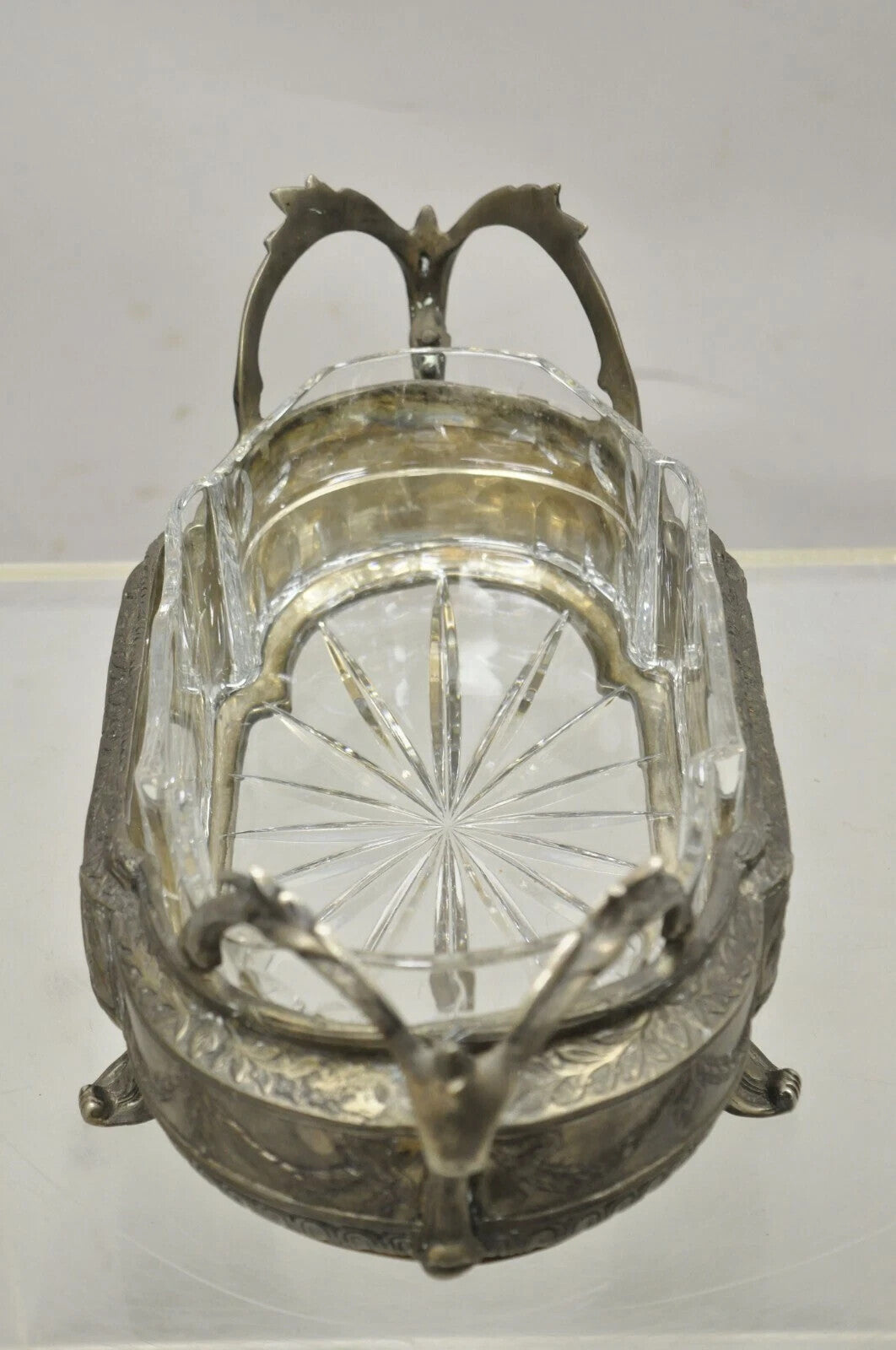 French Louis XVI Nickel Silver Plate Drape Design Centerpiece Bowl Dish Planter