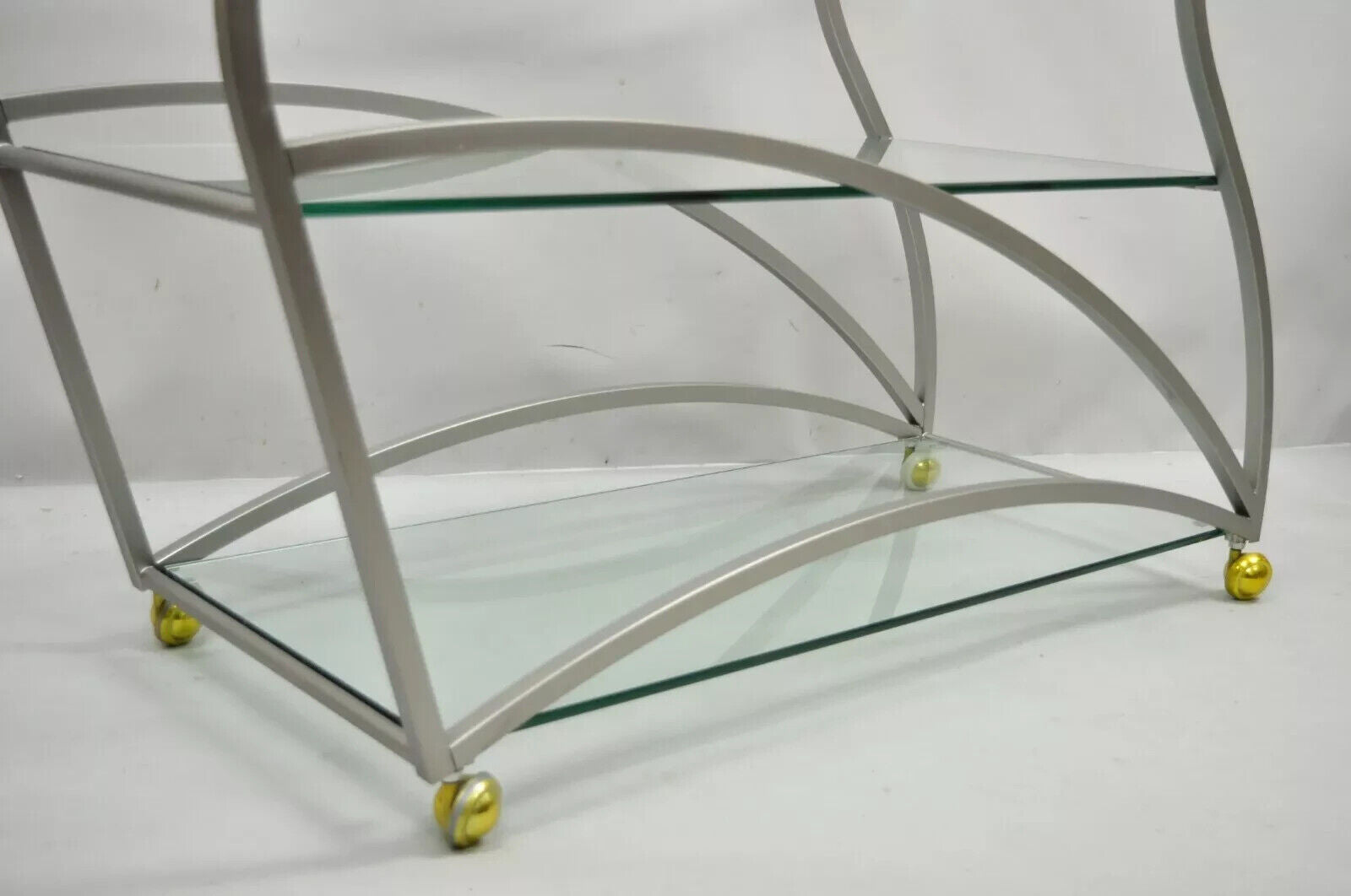 Design Institute of America Rick Lee Brushed Nickel Metal Sculptural Bar Cart
