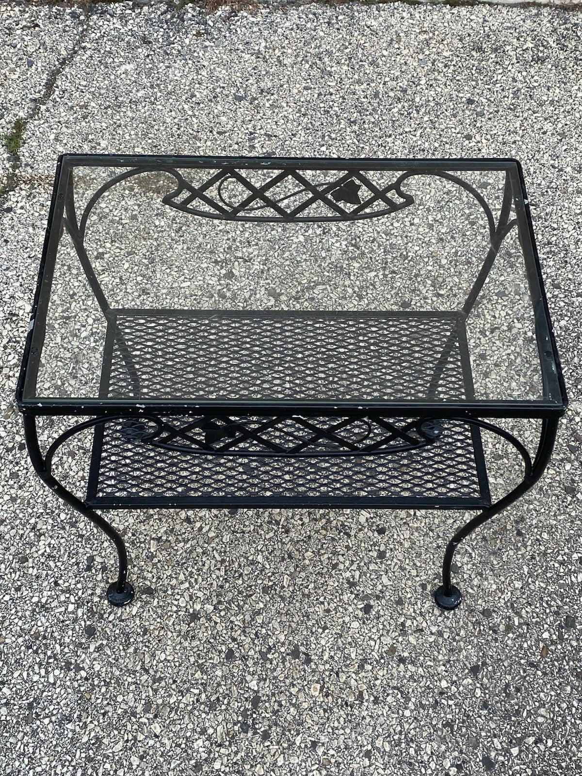 Vintage Wrought Iron Meadowcraft Salterini Style 2 Tier Garden Patio Side Table