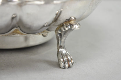 Vintage Eaton Silver Co Regency Silver Plated Clam Shell Warmer w Dolphin Handle