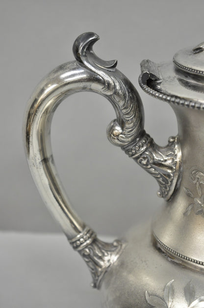 Antique EG Webster English Art Nouveau Silver Plated Repousse Tea Set - 3 Pc Set