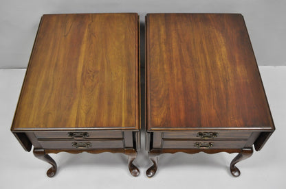 Vintage Pennsylvania House Cherry Wood Drop Leaf Pembroke End Tables - a Pair