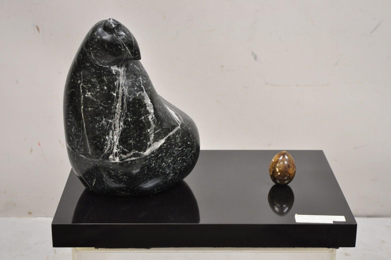 Sheryl C. Benjamin "The Egg and the Quail" abstract Black Marble Sculpture