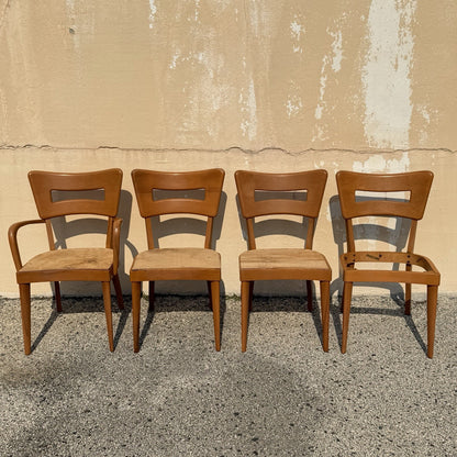 Vintage Heywood Wakefield MCM Dog Bone Maple Dining Room Chairs - Set of 4