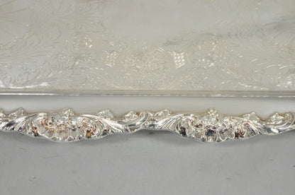 Vintage Leonard Victorian Ornate Silver Plated Narrow Trinket Dish Bar Tray